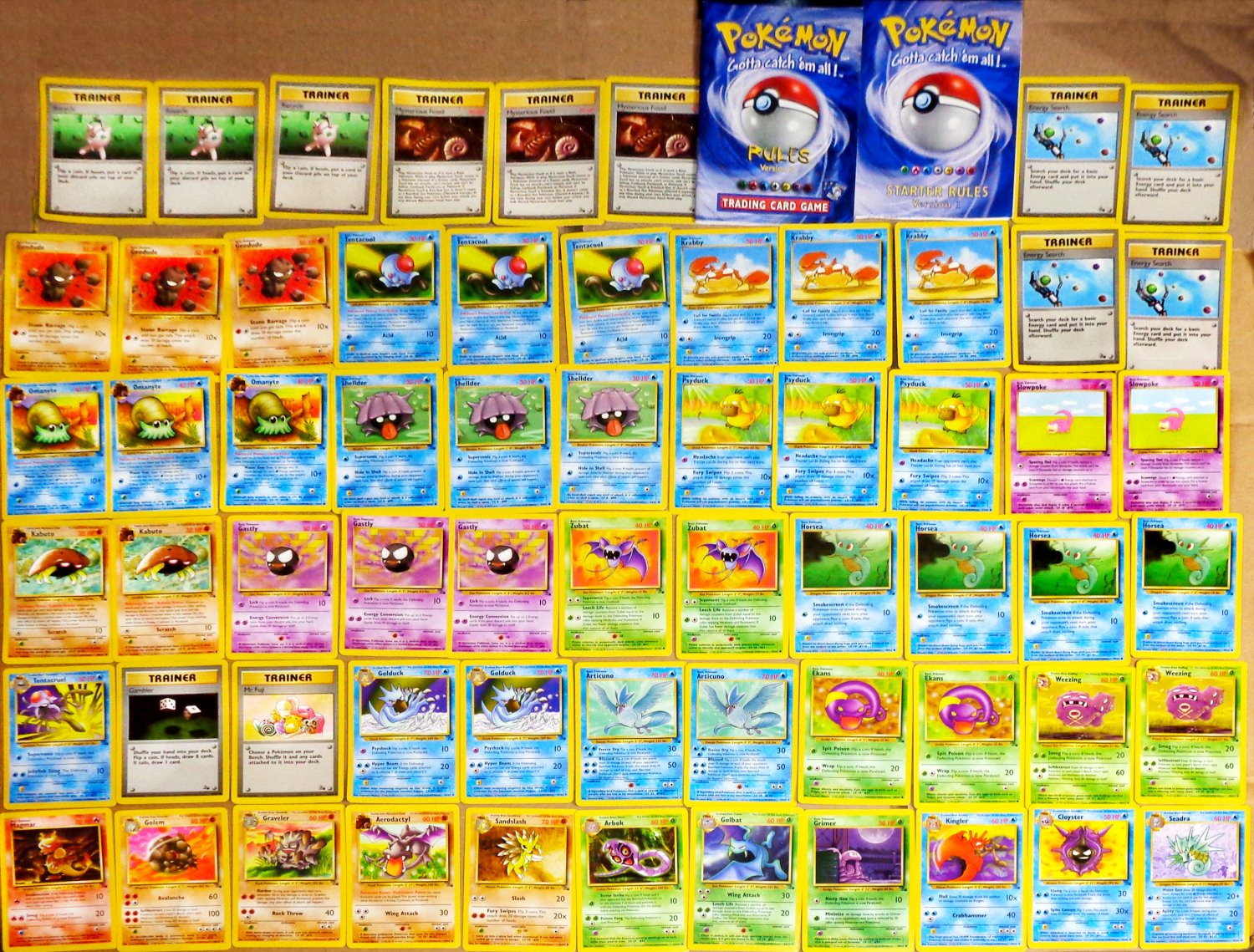 Pokemon Trading Card Game Lot of 123 Cards 1999 Fossil Base Sets
