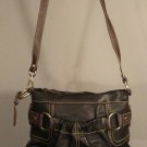 Tignanello Black Smooth Leather Satchel Bag Purse with Detachable Key Ring