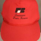 Vtg TN FARM BUREAU Embroidered Rope Front TRUCKER Red Leather Strapback Cap Hat