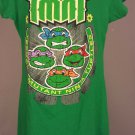 Nickelodeon TMNT Ninja Turtles Green Graphic Faces T-Shirt Juniors XL 15/17 NWOT