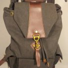 Vintage Canvas Backpack with Leather Accents & Brass Hardware * NEW * Vintage Canvas Backpack with Leather Accents & Brass Hardware * NEW *