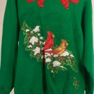 Vintage Hanes Her Way - Green XL Winter Birds Cardinal Snow Graphics Sweatshirt Vintage Hanes Her Way - Green XL Winter Birds Cardinal Snow Graphics Sweatshirt