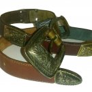 BRIGHTON Concho Size S Boho Chic Leather Multiple Color Block Belt BRIGHTON Concho Size S Boho Chic Leather Multiple Color Block Belt