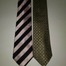 FOGGIA MENS TIE Lot of 2 100% SILK Gold Checkered Black Striped Pattern Ties FOGGIA MENS TIE Lot of 2 100% SILK Gold Checkered Black Striped Pattern Ties