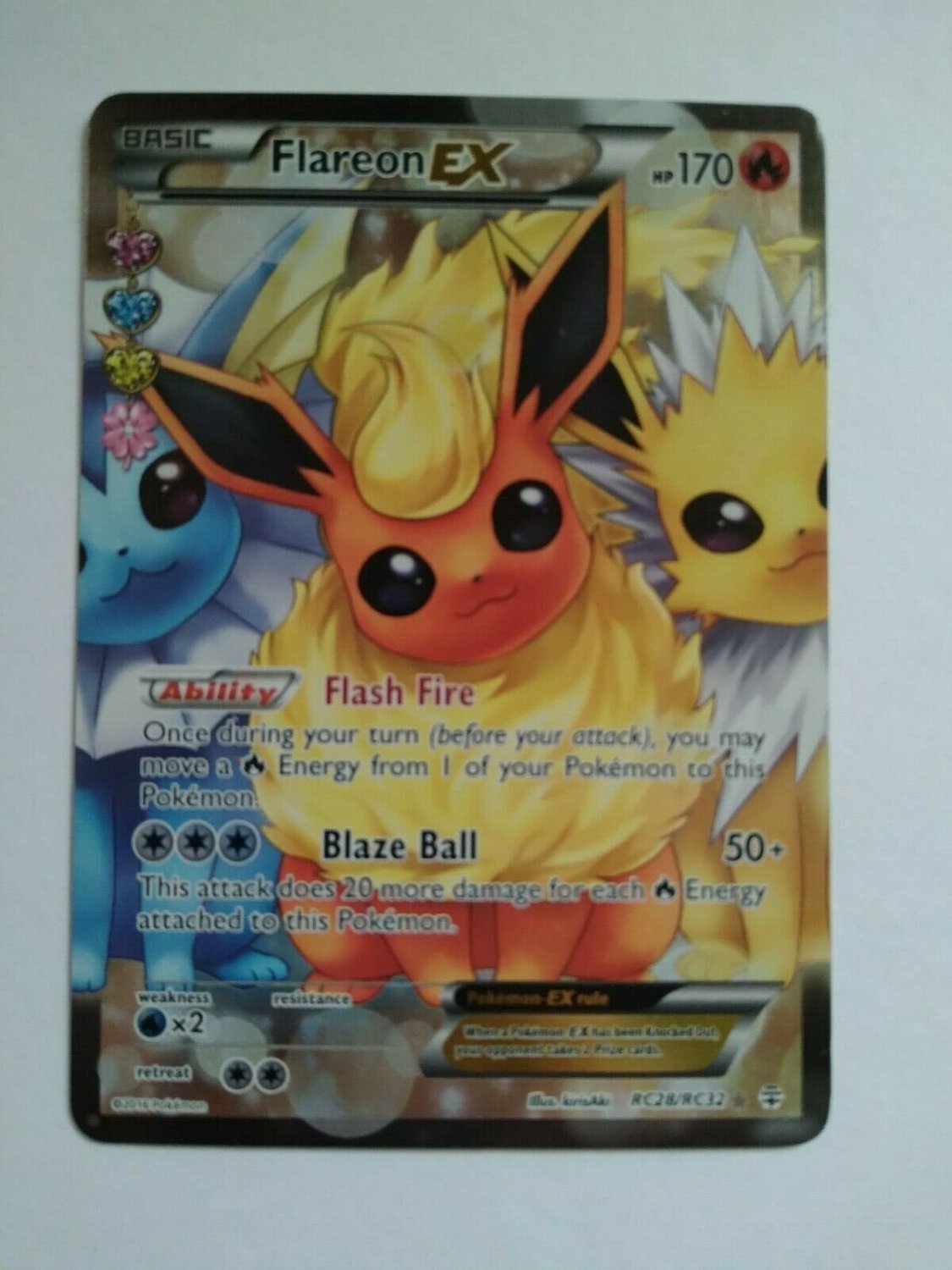 FULL ART Flareon EX ULTRA RARE Pokemon RC28/RC32 Generations Radiant ...