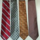 Paul Fredrick Lot Of 4 Multicolored Stripe Geometric Abstract 100% Silk Neck Tie