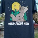 Great Wolf Lodge Sz S Unisex Wiley the Wolf Blue Wild About Her t-shirt NWT