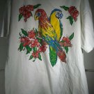 Vintage 80's Hand Painted Parrot & Floral Art XL Cotton Streetwear T- Shirt Vintage 80's Hand Painted Parrot & Floral Art XL Cotton Streetwear T- Shirt