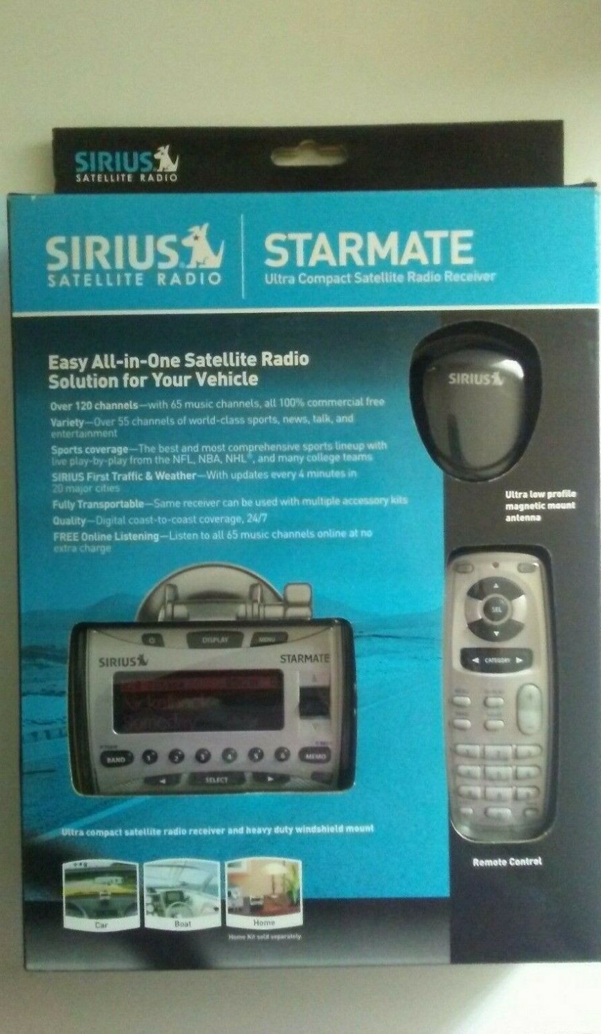 NEW Sirius Starmate ST1 Satellite Radio Receiver & Car Kit With Remote