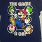 2011 Super Mario Bros The Game Is On Blue Graphic T-Shirt Youth 14 - 16 Nintendo