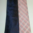 (2) Calvin Klein Dress Slim Pink Check & Blue Paisley Silk Neck Ties Neckties (2) Calvin Klein Dress Slim Pink Check & Blue Paisley Silk Neck Ties Neckties
