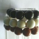 3 Chunky Brown Black Ivory Large Round Plastic Bead Boho Stretch Bracelets 3 Chunky Brown Black Ivory Large Round Plastic Bead Boho Stretch Bracelets