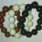 3 Chunky Brown Black Ivory Large Round Plastic Bead Boho Stretch Bracelets