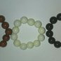 3 Chunky Brown Black Ivory Large Round Plastic Bead Boho Stretch Bracelets