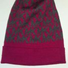 MICHAEL KORS Raspberry & Gray Women's Skull Beanie Signature Mk Logo Hat Cap MICHAEL KORS Raspberry & Gray Women's Skull Beanie Signature Mk Logo Hat Cap