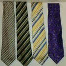 Geoffrey Beene 100% Silk Geometric & Striped Tie Lot Of 4 Hand Made Neck ties