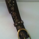 Liz Claiborne Genuine Leather Womens M / Medium Floral Stitched Belt NEW ret $42