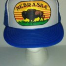 Vtg Nebraska St Commemorative Buffalo Bison Tourist Rope front Mesh Hat Cap NOS
