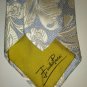 Emilio Pucci Blue Beige Textured Floral Abstract Logo Silk Necktie Italy