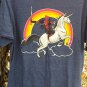 Marvel Comics Deadpool Riding Unicorn with Rainbow Background L Graphic T-Shirt