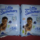 (2) Huggies 17 Count Little Swimmers Swim Diapers Sz 5-6 New Sealed