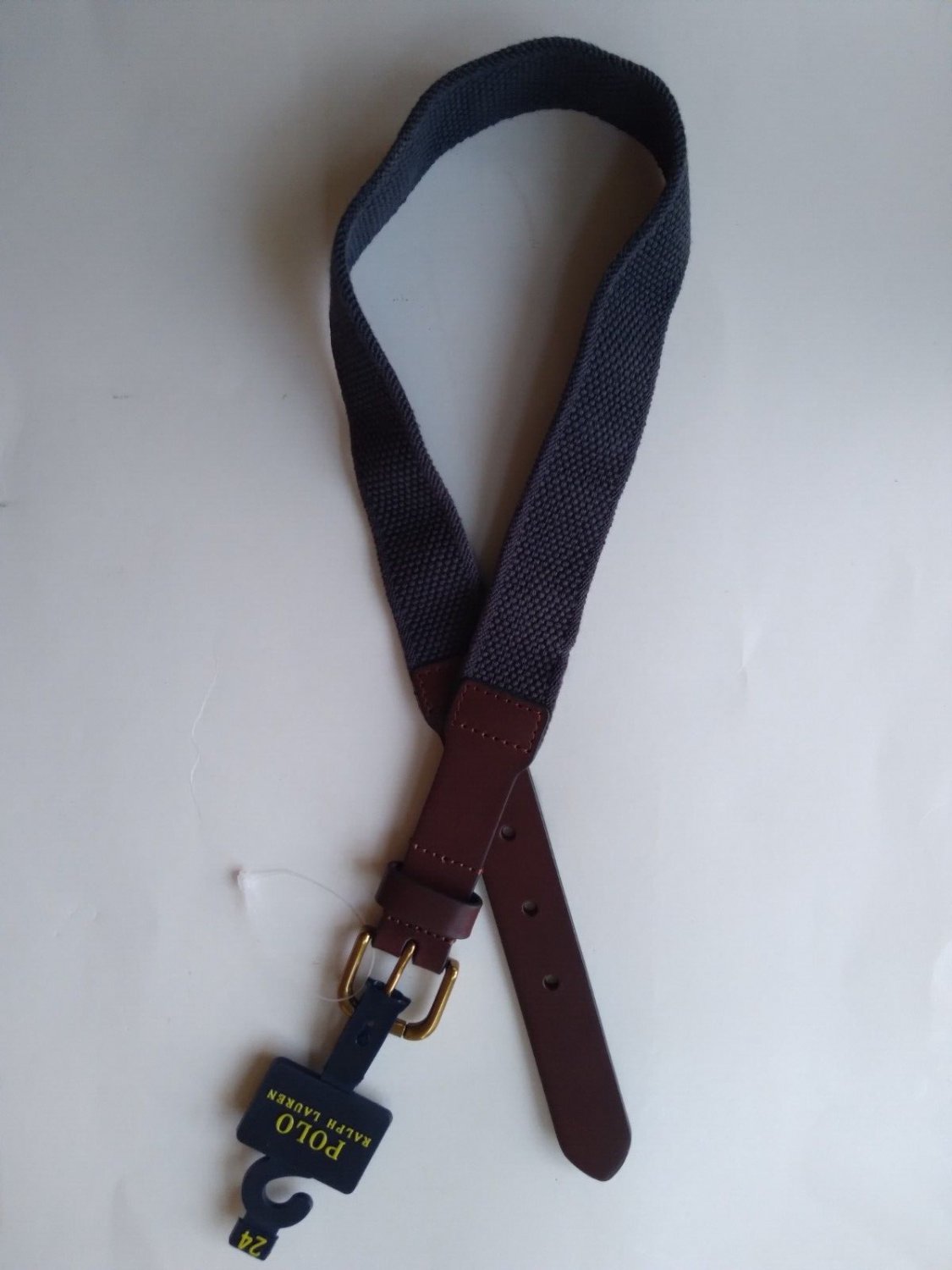 Polo Ralph Lauren Blue Canvas & Leather Size 24 Belt New with Tag