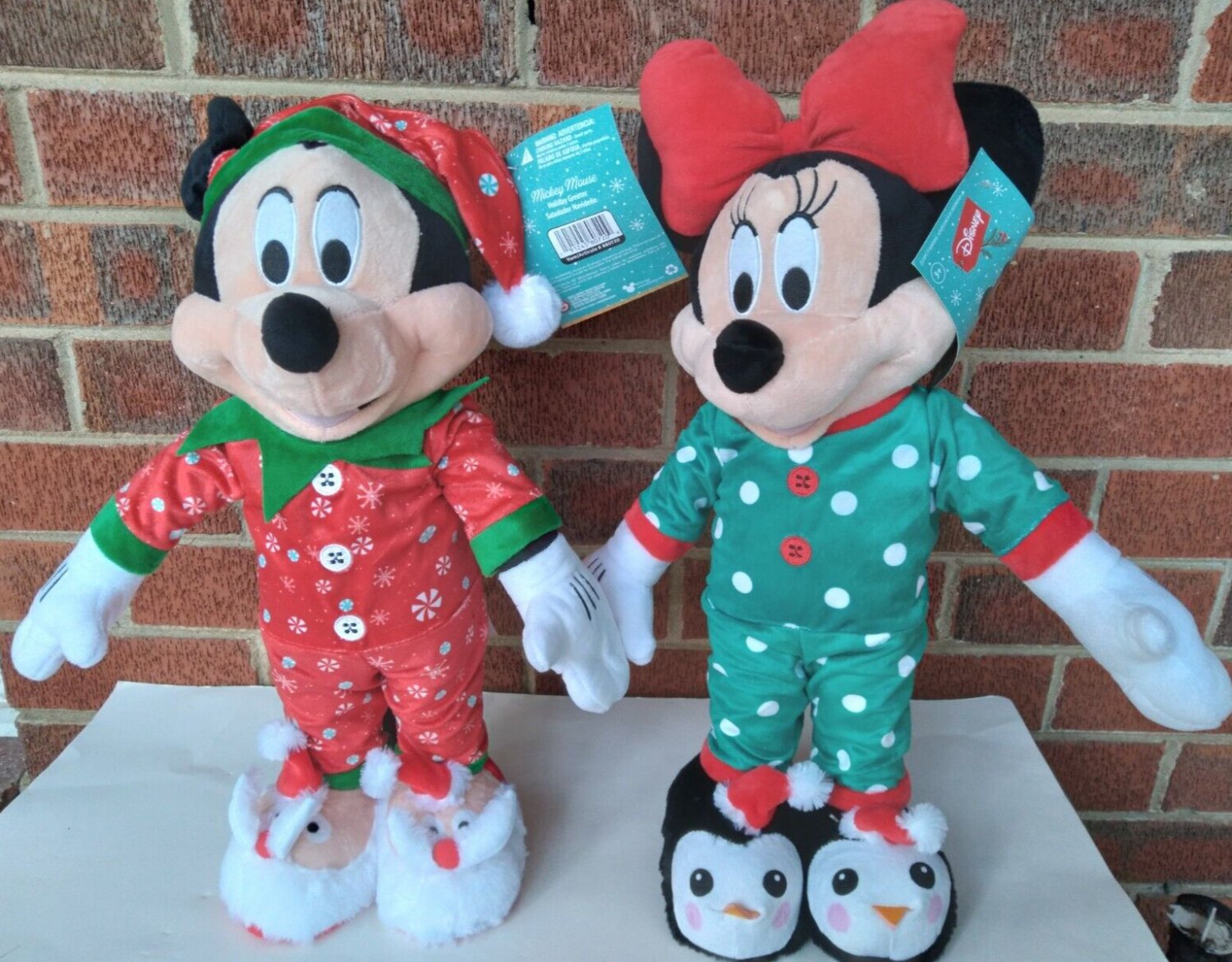 Disney Christmas Mickey and Minnie Mouse Door Greeters in Pajamas by Gemmy
