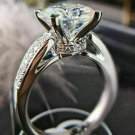 Caratnile 2 Ct Near White Round Moissanite Wedding Engagement Ring 14k White Gold Finish