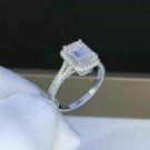 Caratnile 2.18 Ct White Emerald Moissanite Diamond Engagement Ring 14K White Gold Over