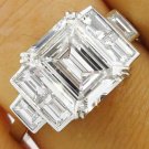 Caratnile 14K White Gold Over 2.00 TCW Emerald Cut White Moissanite Solitaire with Accents Ring
