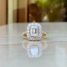 Caratnile 14K Yellow Gold Over Emerald White Moissanite Solitaire with Accents Ring 2.5 CT