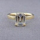 Caratnile Solid 14K Yellow Gold 1.00 TCW Emerald Diamond Cut White Moissanite Engagement ring