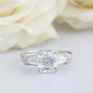 Caratnile 14K White Gold Over 2 TCW Asscher White Moissanite Solitaire with Accents Ring