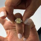 Caratnile 925 Sterling Silver Three Stone 2.50 TCW Yellow Radiant Moissanite Wedding Ring