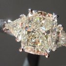 Caratnile 925 Sterling silver Yellow Cushion Cut Moissanite 3 Stone Engagement Ring 2.50 TCW