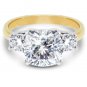 Caratnile 14K Yellow Gold Over 2.00 TCW Cushion White Moissanite Three Stone Two Tone Ring
