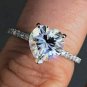 Caratnile 14k White Gold Over 2 TCW Solitaire Heart Shpe Moissanite Propose Engagement Ring