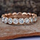 Caratnile 925 Sterling Silver 2.5 MM Round Cut White Moissanite Eternity Wedding Band Ring
