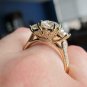 Caratnile Cushion White Moissanite 2 CT Solitaire with Accents Ring 14K Yellow Gold Over