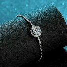 1 CT Round Cut Halo Moissanite Women's Charm Bracelet 925 Sterling Silver
