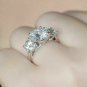 3.55 Ct Three Stone Round Simulant Diamond Engagement Ring 925 Sterling Silver