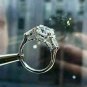 2.70Ct Round Moissanite & Side Pear 3 Stone Engagement Ring 14k White Gold over