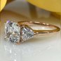 1.5ct Asscher Cut Moissanite Three Stone Wedding Ring in 14K Rose Gold Finish