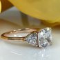 1.5ct Asscher Cut Moissanite Three Stone Wedding Ring in 14K Rose Gold Finish