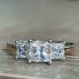 3 CT White 3 stone Princess Diamond Ring Engagement Ring Rose White Gold Over