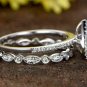 1.24ct Heart Cut Moissanite Unique Halo Engagement Ring Set 10k White Gold Over