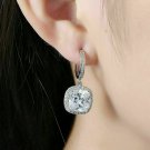 3.38ct D/VVS Cushion Cut Diamond Fancy Drop/Dangle Earring 14k White Gold Over