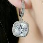 3.38ct D/VVS Cushion Cut Diamond Fancy Drop/Dangle Earring 14k White Gold Over