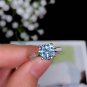 1.75ct Blue Round Moissanite Solitaire with Accents Ring in 14K White Gold Over