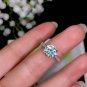 1.75ct Blue Round Moissanite Solitaire with Accents Ring in 14K White Gold Over
